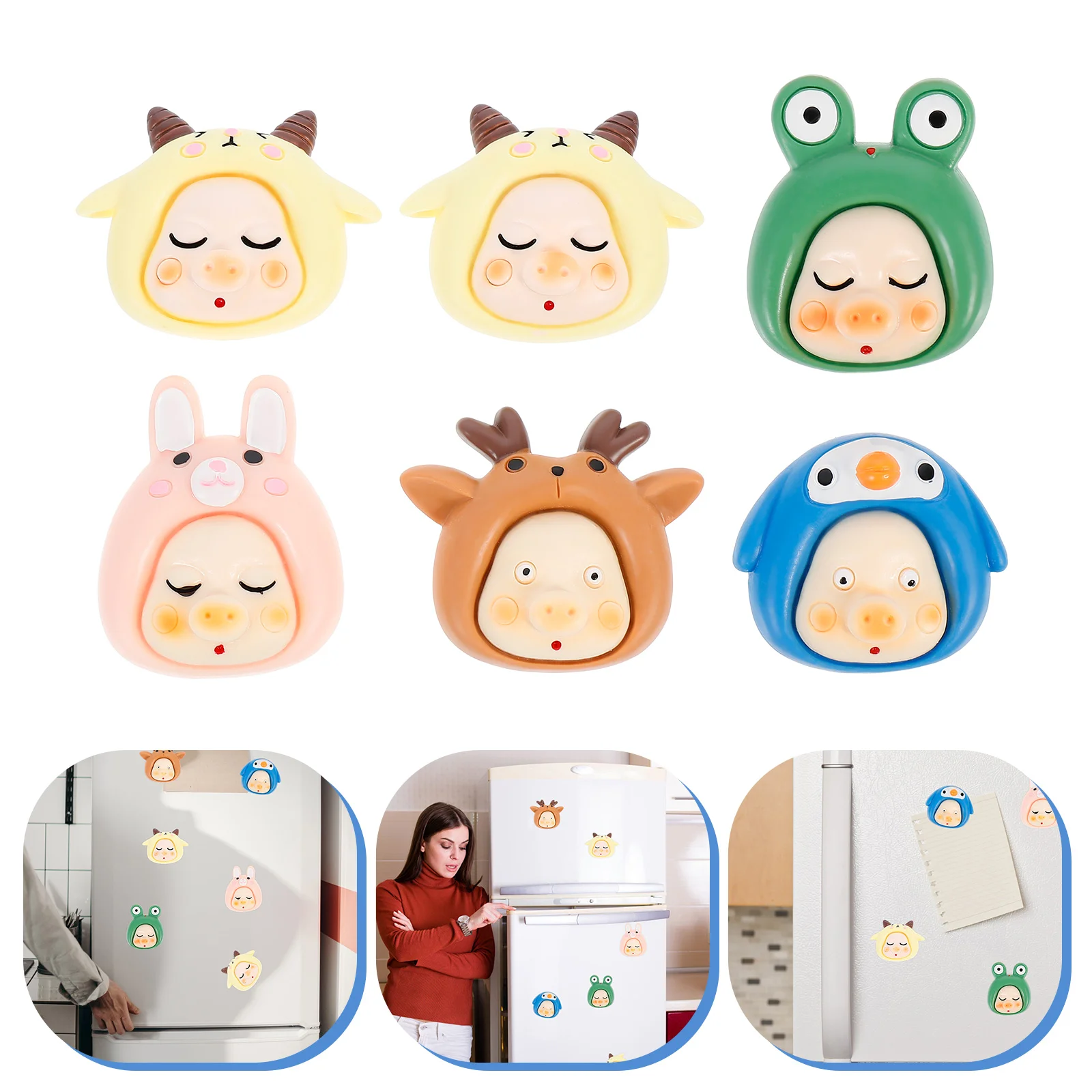 

6pcs Resin Lovely Fridge Magnet Gifts Cartoon Fridge Magnet for Oven Fridge Home Home decor