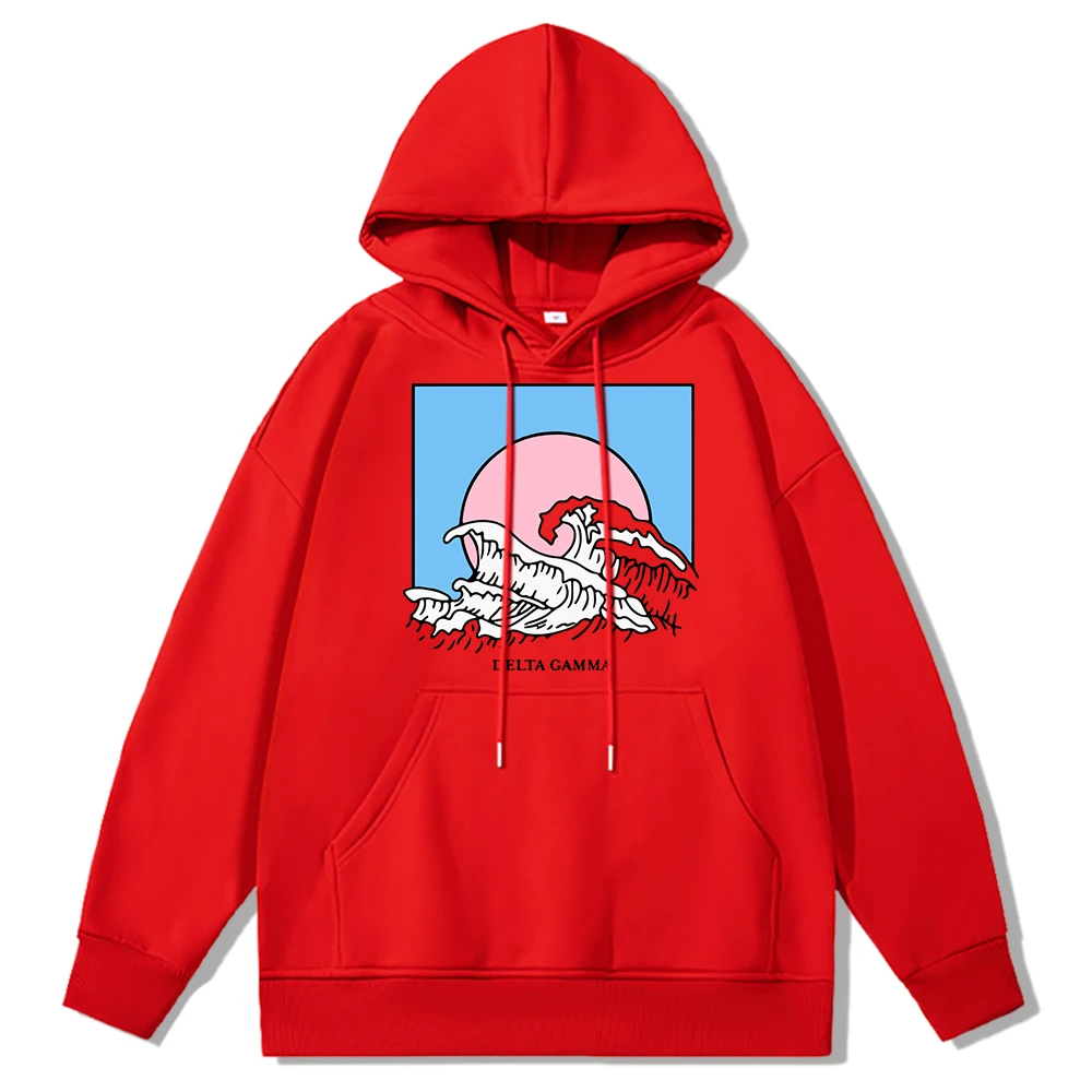 

Delta Gamma Sunset Waves Personality Print Hoodie Men Warm Fashion Hoody Loose Oversized Clothes Cotton Comfortable Sweatshirt