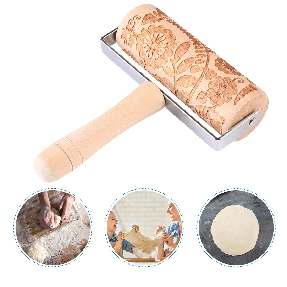 

Roller Rolling Pin Wood Fondant Pastry Tools Bakery Kitchen Pizza Pie Christmas Lattice Doughembossing Engraved Decor