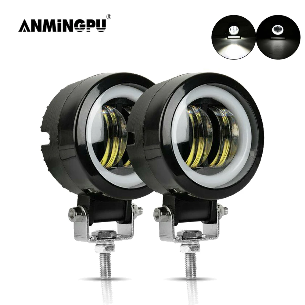 ANMINGPU 2x3 дюйма 20 Вт, круглые фонари для внедорожника ATV, фонари для внедорожника, 4x4, противотуманные фары 12 В, 24 В