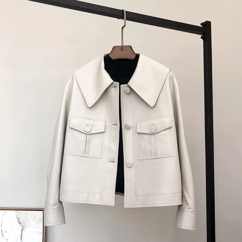 

Luxury brand Genuine Leather Jacket Women Spring 2023 100% Sheepskin Coat Female Korean Style Jackets Chaqueta Cuero Mujer Pph44
