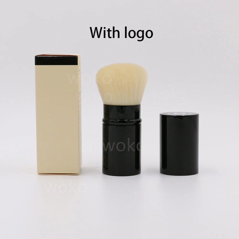 

Kabuki Foundation Brush Retractable Kabuki Brush Beige Synthetic Hair Flat Kabuki Brush with Lid Case Foundation Makeup Tools