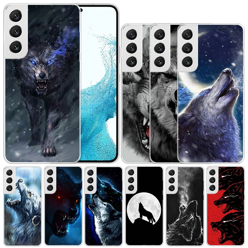 

Angry Animal Wolf Fierce Soft Cover for Samsung Galaxy S23 S22 S21 Ultra S20 FE S10 Plus Print Phone Case S10E S9 S8 + Pattern C