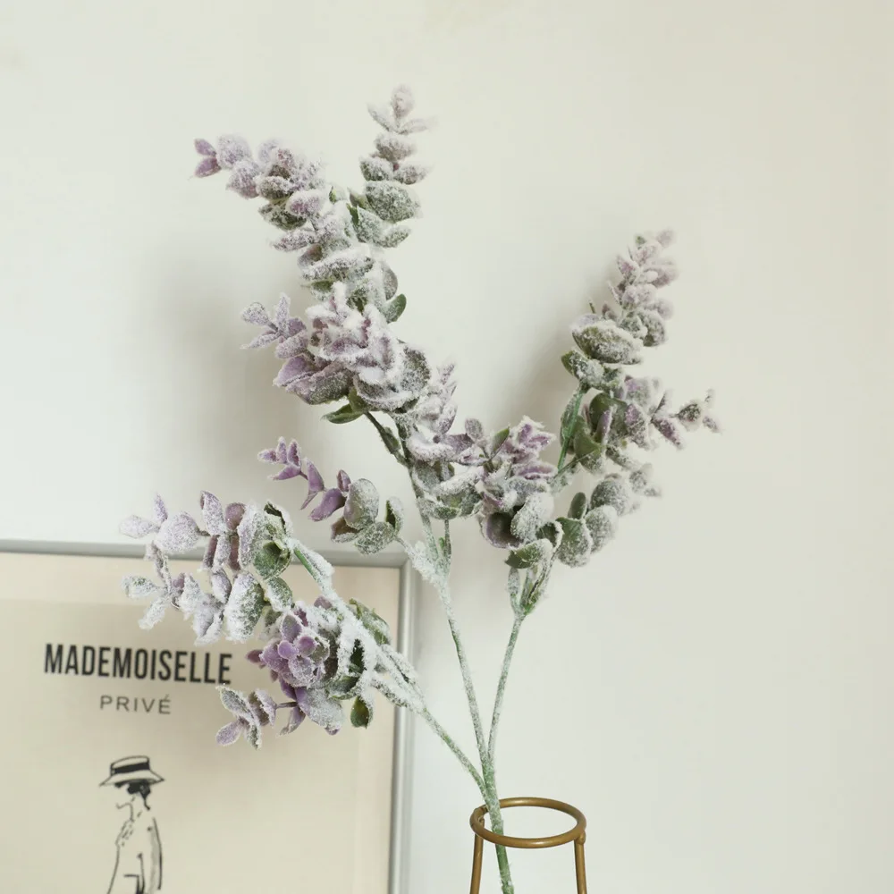 

62cm Artificial Eucalyptus Purple Succulent Plant DIY Winter Fake Leaves White Green Wedding Home Decoration Craft Flower