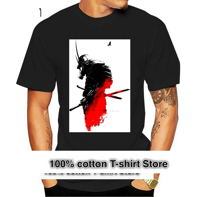 

Men's Vintage Japanese Samurai Printed T-Shirt Cool Summer Modal Retro Hipster Top Tees