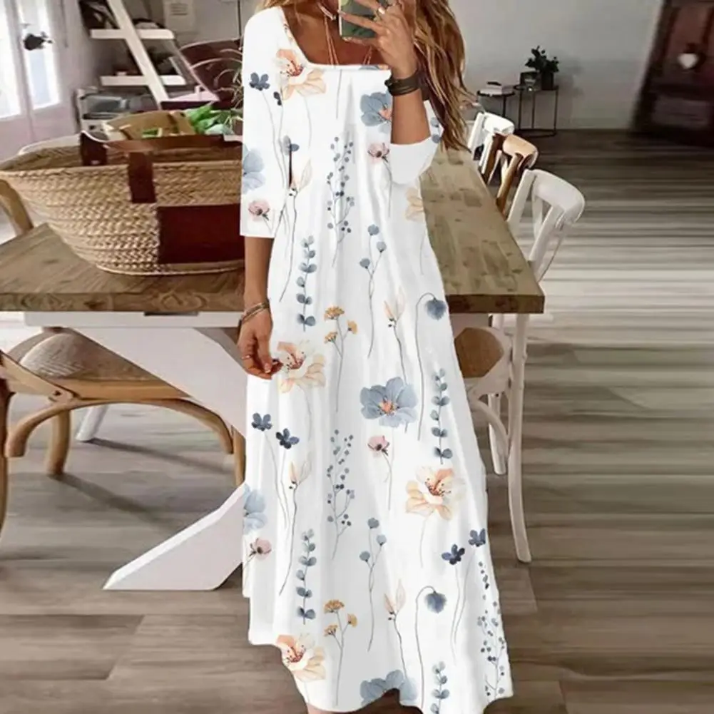 

Женское винтажное платье-макси с цветочным принтом