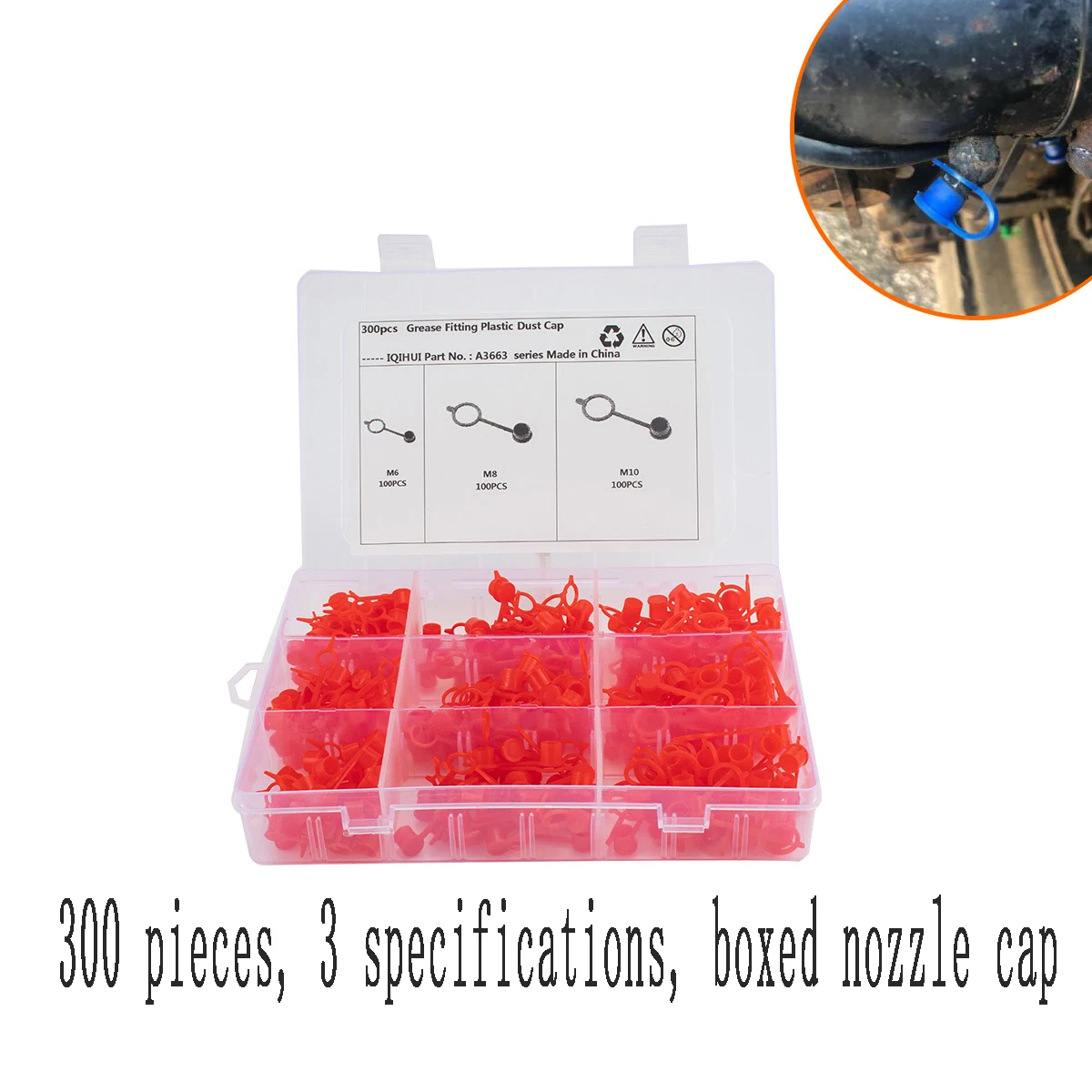 

300PCS Oxed Nozzle Cap Dust Cover Caps for Grease Nozzle Hat Fitting Plastic Protection Boxed Grease Nozzle Dust Cap