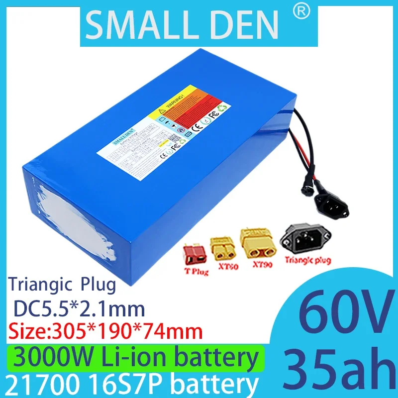 60 в 35 Ач 21700 16S7P перезаряжаемый литий-ионный аккумулятор 2500 Вт 2000 30000 мАч