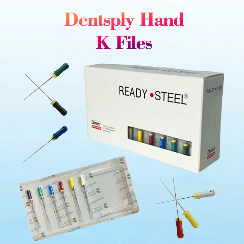 Фото Dentsply, 1 упаковка, ручные эндофайлы K-типа из нержавеющей стали и NiTi, гибкие, для лечения корневых каналов, стоматологические инструменты, длина 21/25/31 мм №1