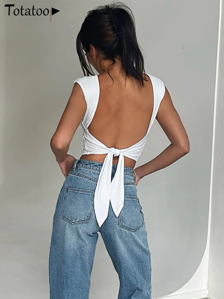 

Топ женский на шнуровке с открытой спиной, без рукавов