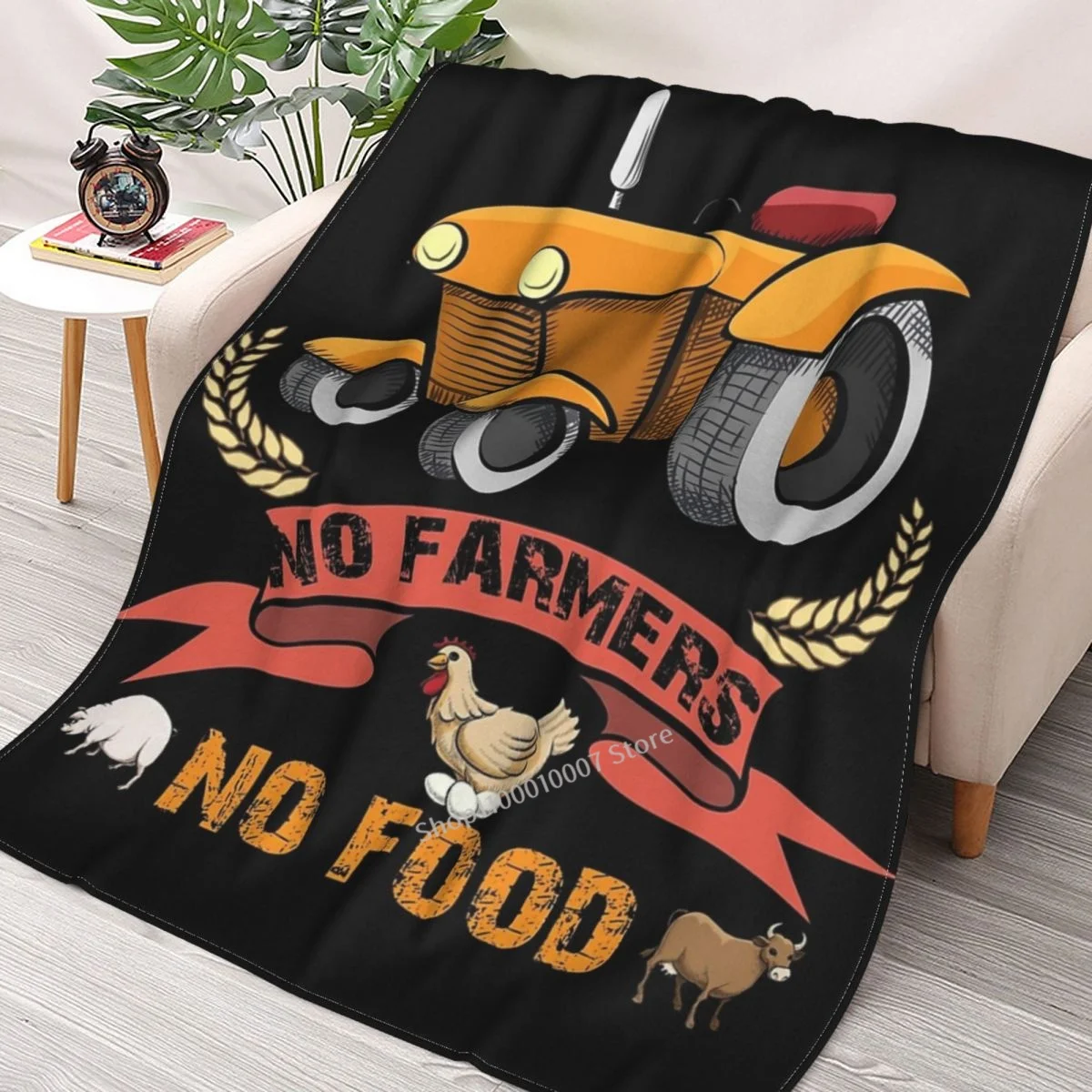 

No Farmers No Food,t-shirt Throw Blanket 3D printed sofa bedroom decorative blanket children adult Christmas gift