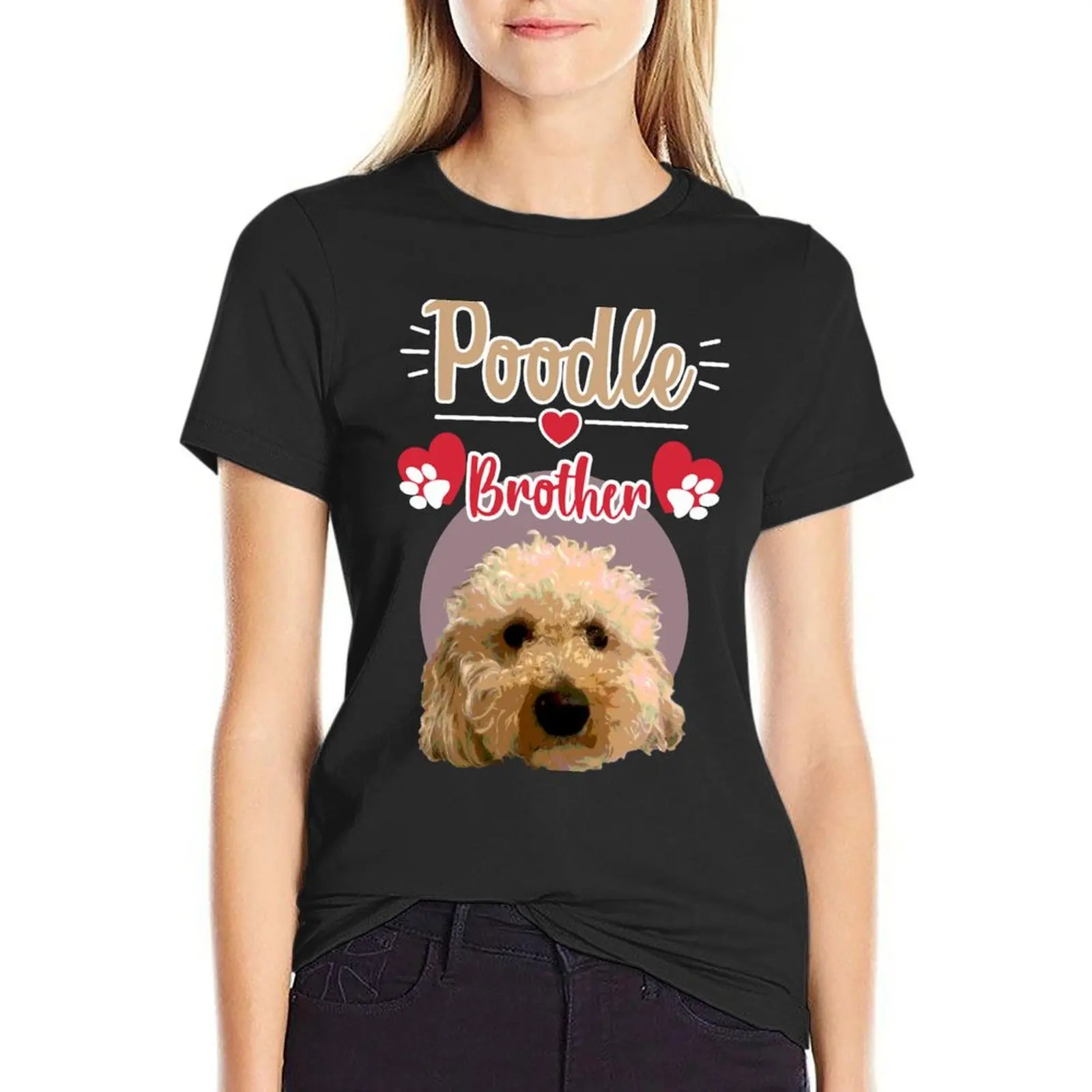 Футболка с изображением пуделя брата летние топы одежда в стиле хиппи женские