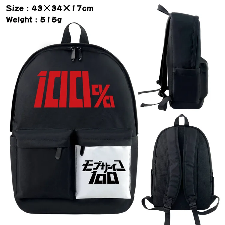 

Mob Psycho 100 Animation Derivative Backpack Male or Female Student Schoolbag Cartoon Outdoor Travel Bag Laptop Bag