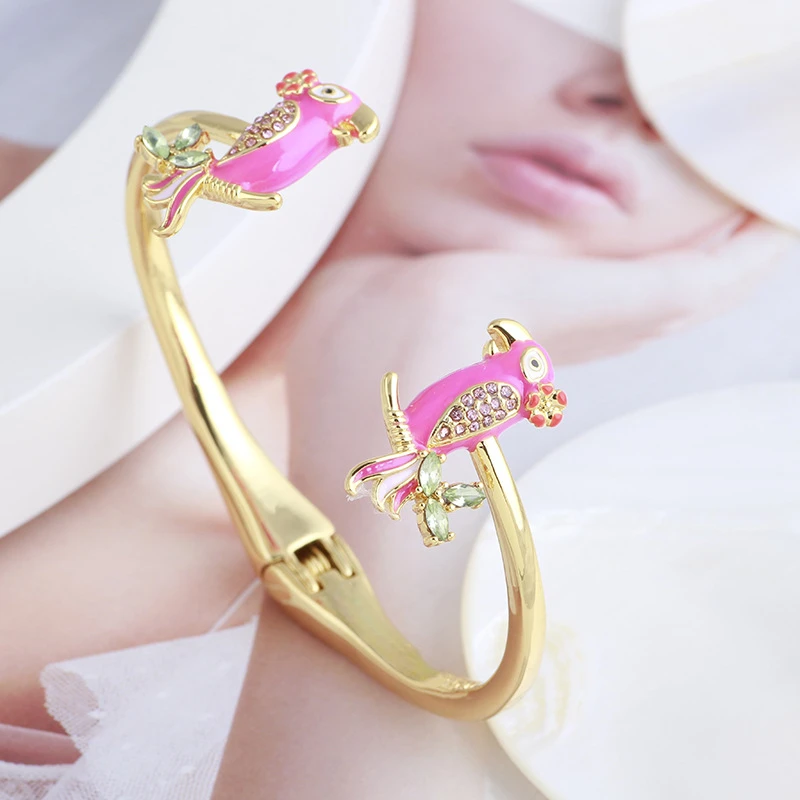 

Европейский и американский ручная роспись цветная Эмаль Глазурь милые трехмерные Птицы Воробей открытый эластичный браслет