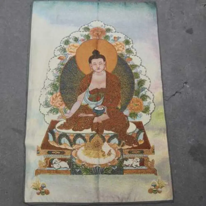 

36" Tibet Tibetan Cloth Silk Buddhism Medicine Buddha Tangka Thangka Mural