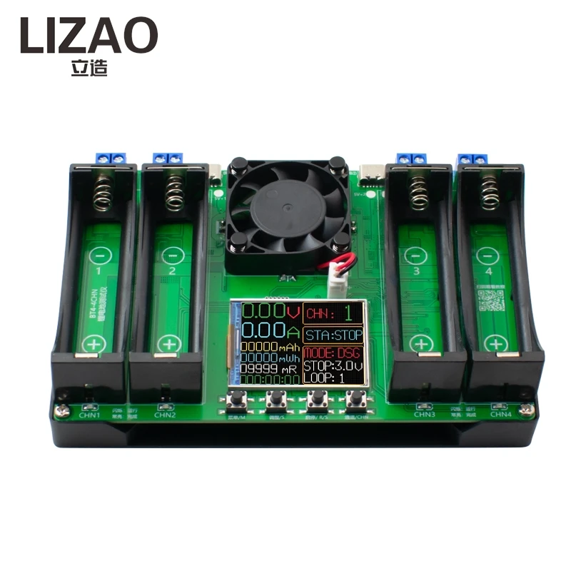 Фото Тестер емкости аккумуляторов Type-C LCD 2/4-канальный для 18650/21700, модуль заряда/разряда 4-в-1 с функцией определения мАч №4
