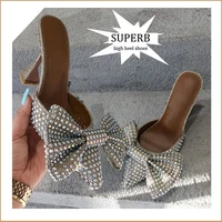 2021 new fashion pointed bow toe sandals rhinestones all match super high heel stiletto sandals womens shoes