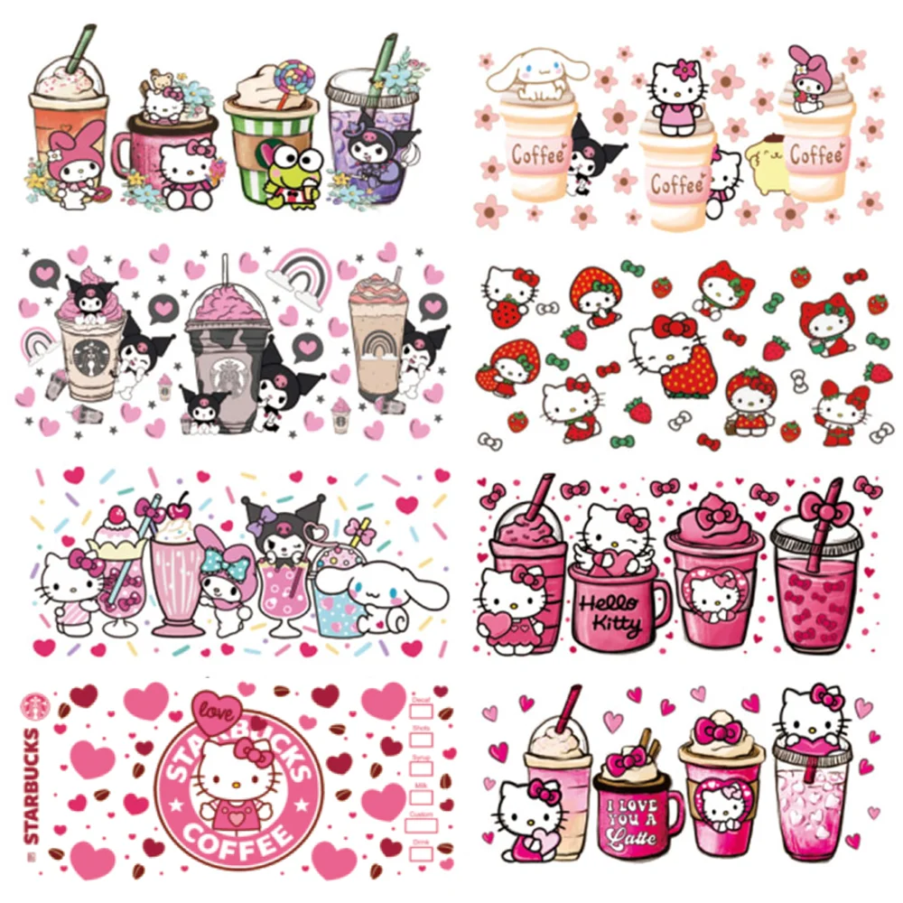 

Sanrio Stickers Kuromi Cinamonroll HelloKitty UV DTF Laptop Transfer Stickers Cute Kawaii Cartoon Durable Waterproof Cups