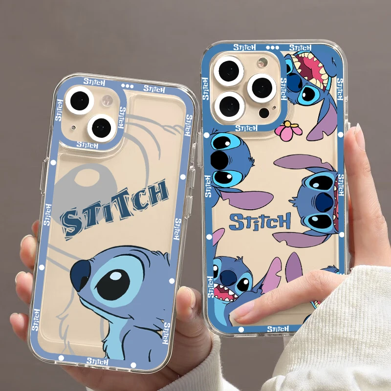 Купи Toys Disney Cartoon Stitch Phone Case for iPhone 11 12 13 Mini Pro Max 14 Pro Max Case transparent shell за 90 рублей в магазине AliExpress
