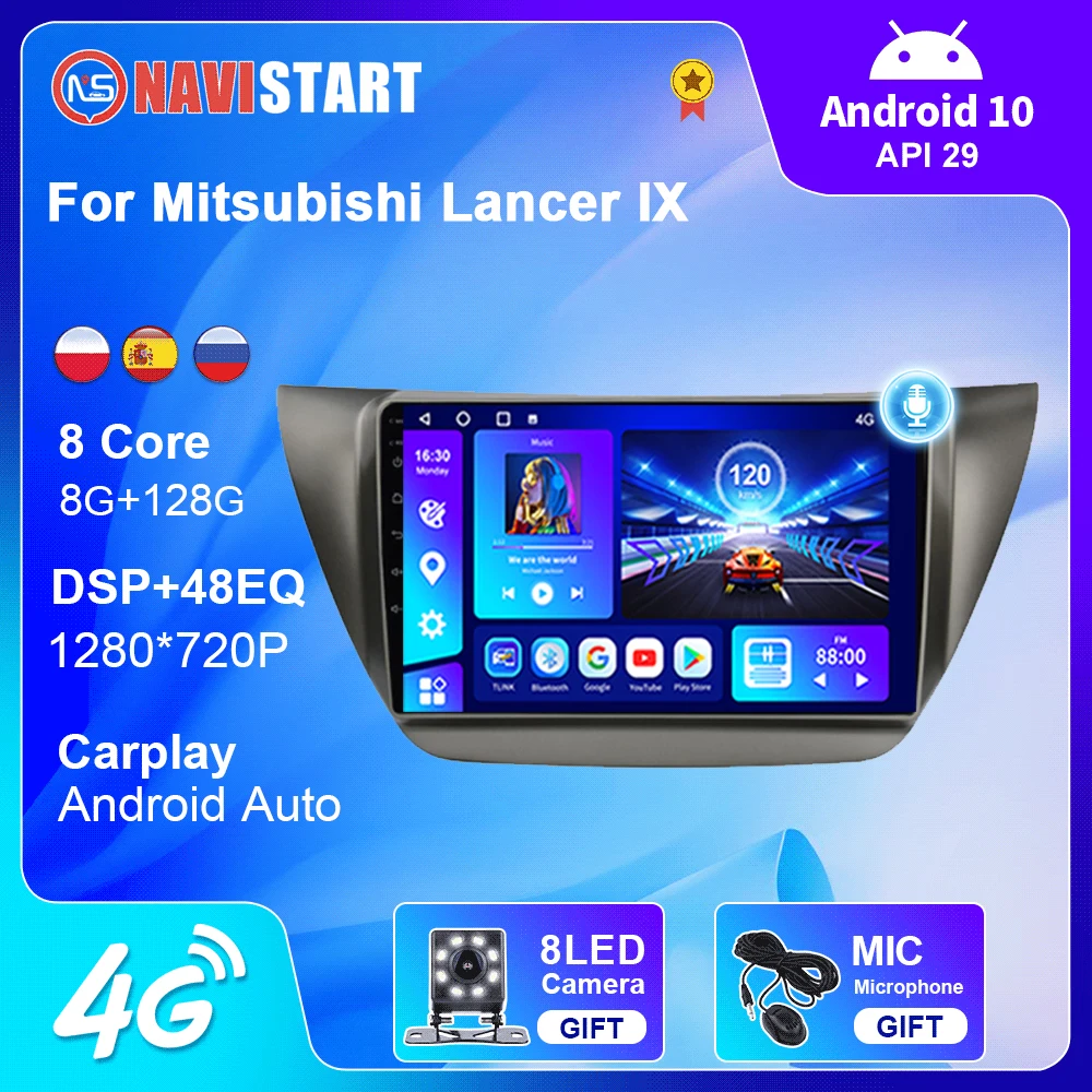 

Автомагнитола для Mitsubishi Lancer IX 2006-2010, мультимедийный стереоплеер с GPS-навигацией и антенной, автомобильные товары, № 2 Din, Android 10