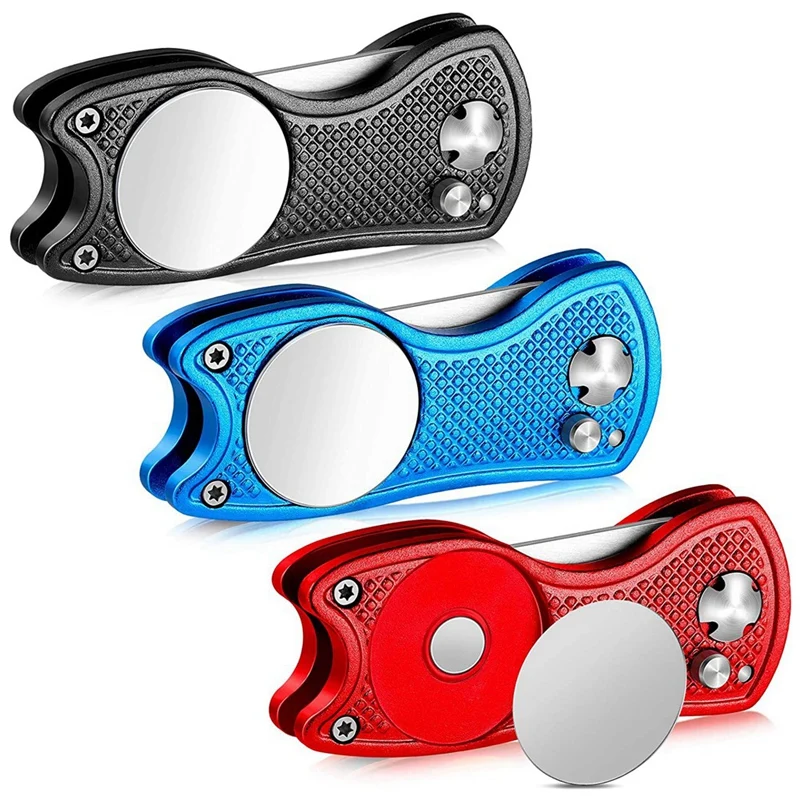 

3 Pcs Golf Turf Repair Tool Foldable Golf Ball Marker Tool Portable Golf Divot Repair Tool With -Up Button