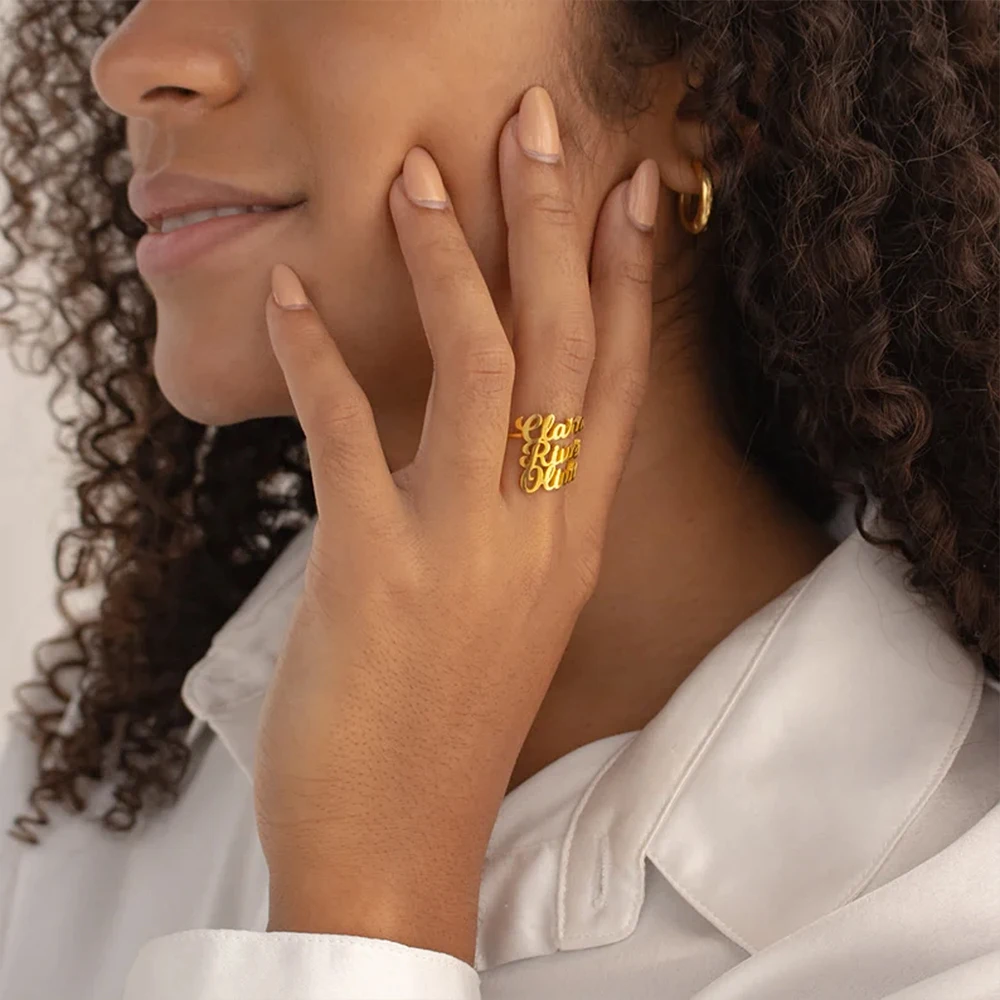 Women's Personalized Name Custom Ring Stainless Steel Women's Fashion Accessories Alphabet Carved Personality Jewelry Ring