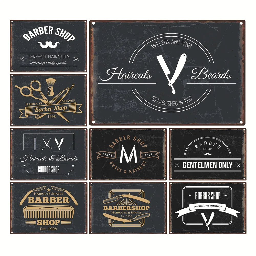 

Retro Barber Shop Metal Tin Sign Barber Rusty Metal Posters Tin Plaque Pub Bar Man Cave Club Wall Decor Accessories Room Decor