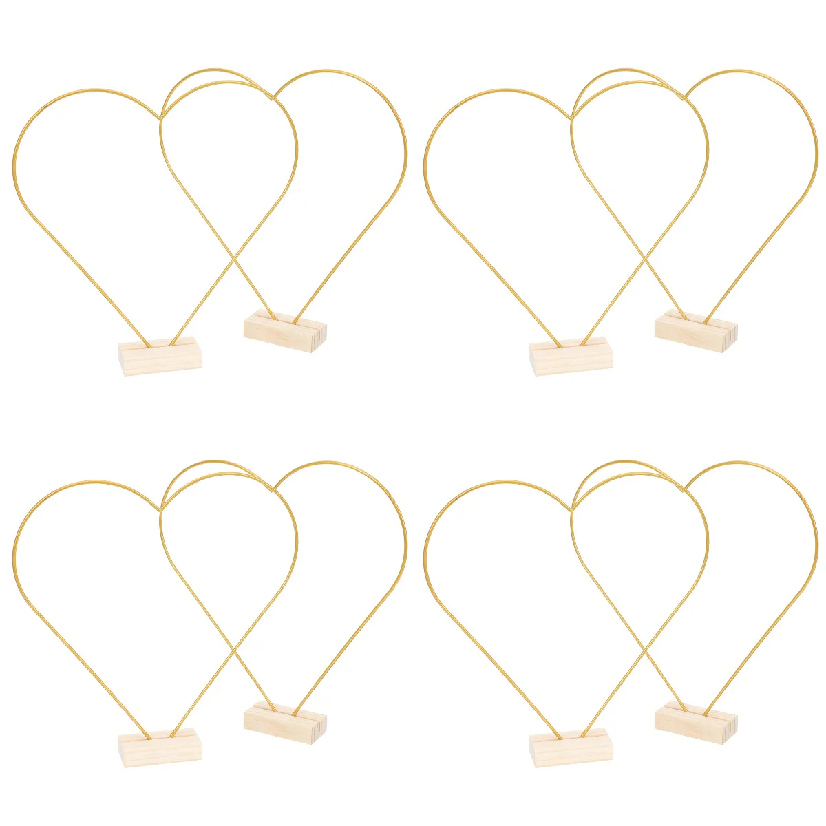 

8 Sets Decor Heart Shape With Wooden Base Decorative Flower Metal Rings Dream Catcher DIY Hoops for Party Birthday Table