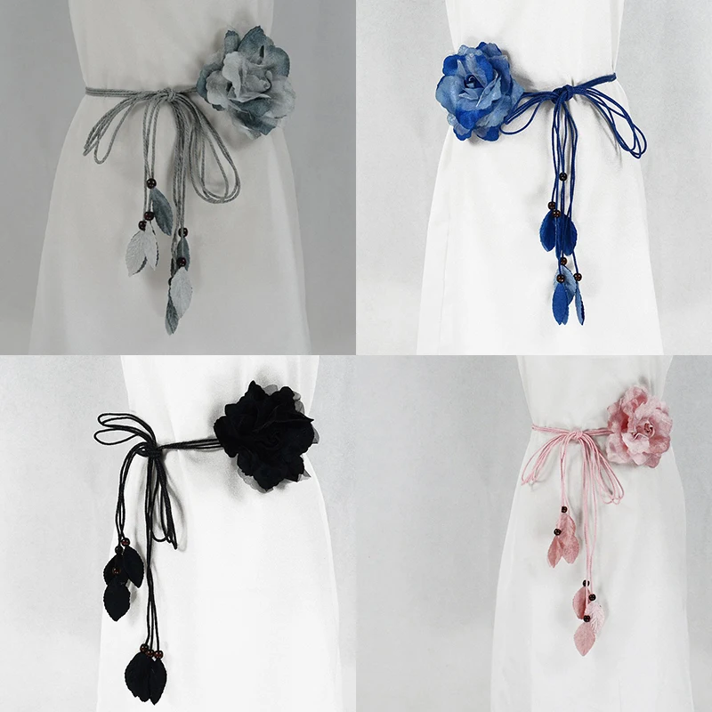 

Thin Belt Waist Casual Flower Women's Decorative Skirt Chain Long Chiffon