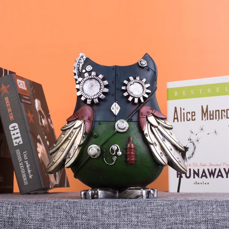 

Украшение для дома в стиле ретро, механическая Копилка в стиле панк, Сова, копилка для денег, декоративные украшения, милые статуэтки животн...