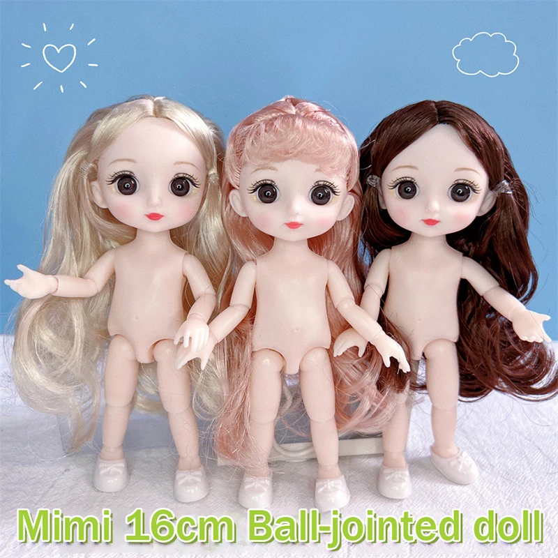 Мини милые 3D большие глаза 16 см BJD 1/12 13 Шарнирная кукла детская голова с боди