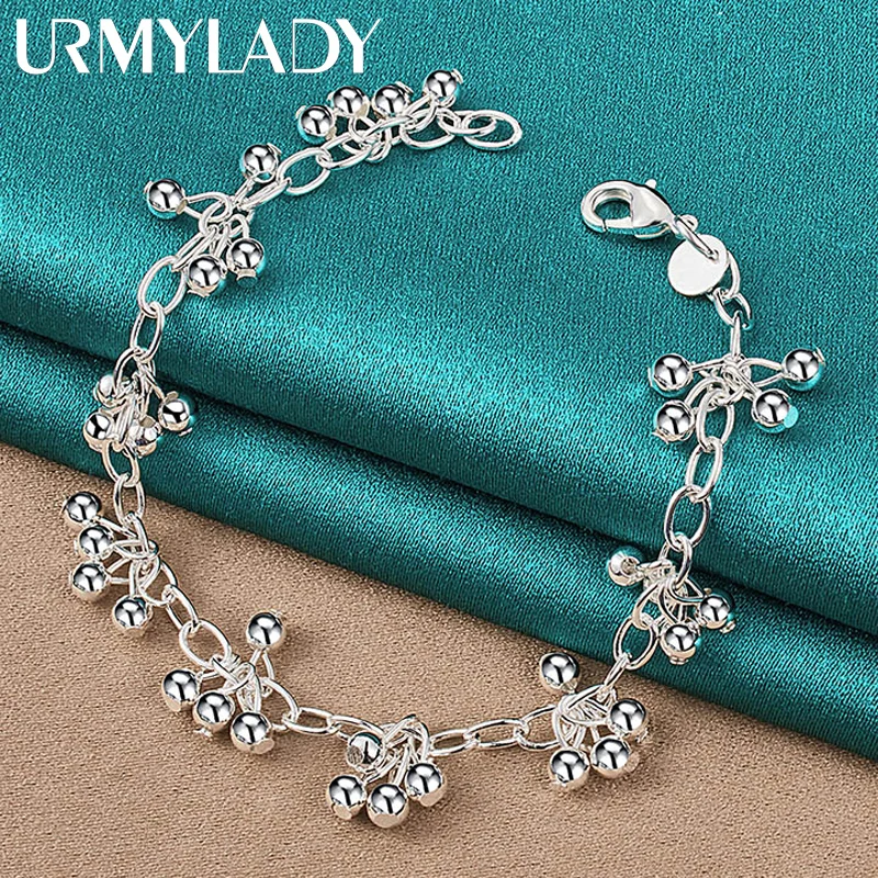 

URMYLADY Beautiful 925 silver bracelets nice for wedding women chain Bracelet Charm beads fashion gorgeous jewelry wholesale