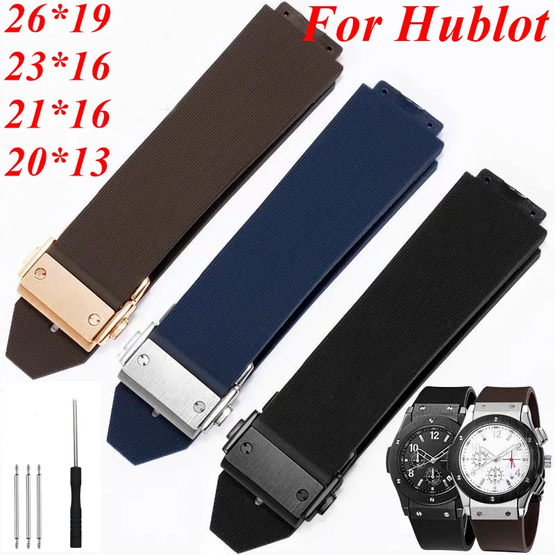 Фото 26X19 23X16 21X16 20X13 мм для Hublot BIGBANG Classic Fusion ремешок для часов резиновый силиконовый ремешок для дайвинга мужской женский женский браслет инструмент №1