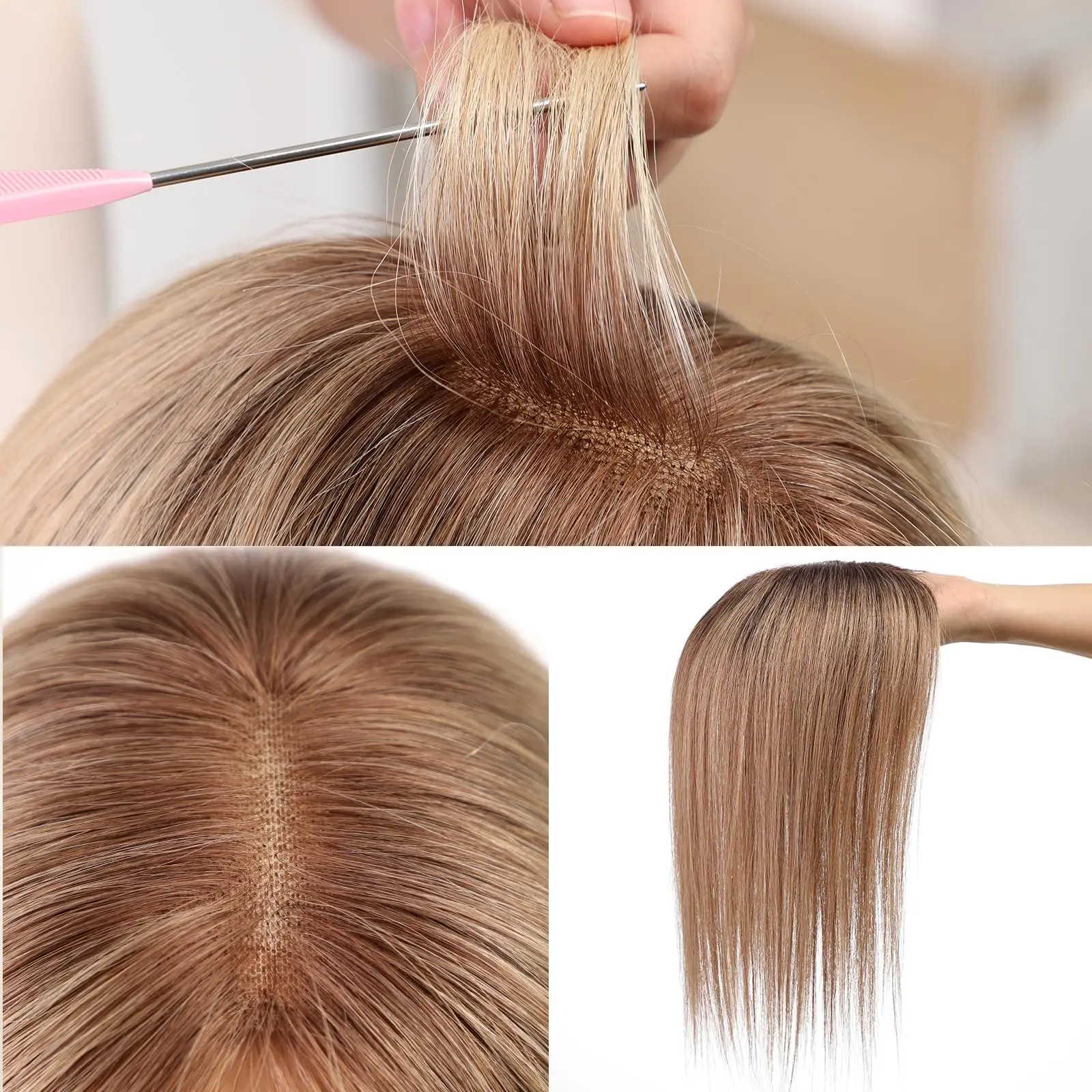 Искусственные коричневые Человеческие волосы Remy темные корни искусственные