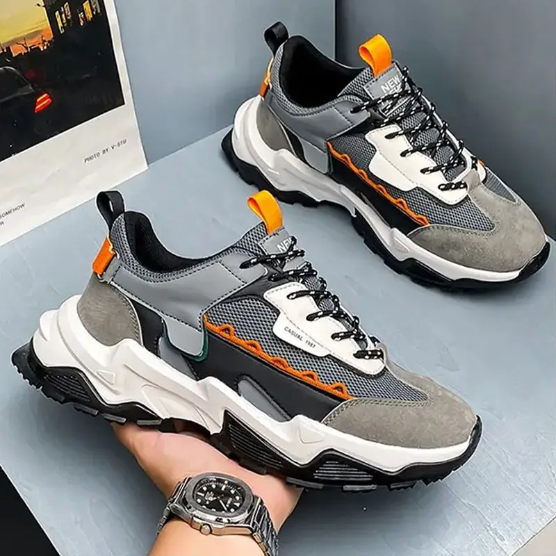 

Мужские кроссовки Four Seasons, сетчатая дышащая повседневная спортивная обувь, трендовая Удобная нескользящая обувь, уличные спортивные кроссовки для бега