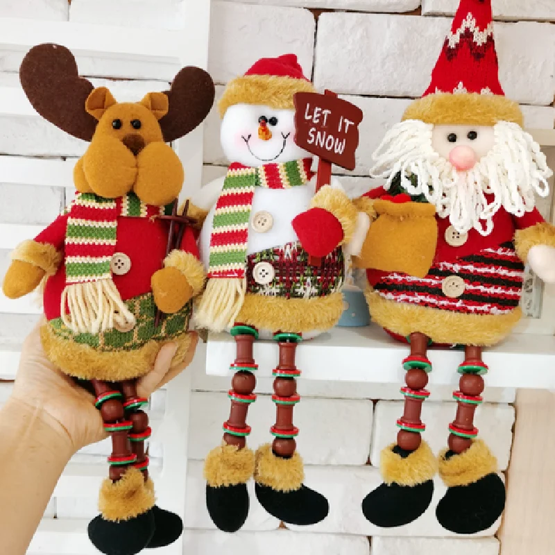 

Christmas Dolls Retractable Santa Claus Snowman Elk Toys Xmas Figurines Christmas Gift for Kid Red Xmas Tree Ornament