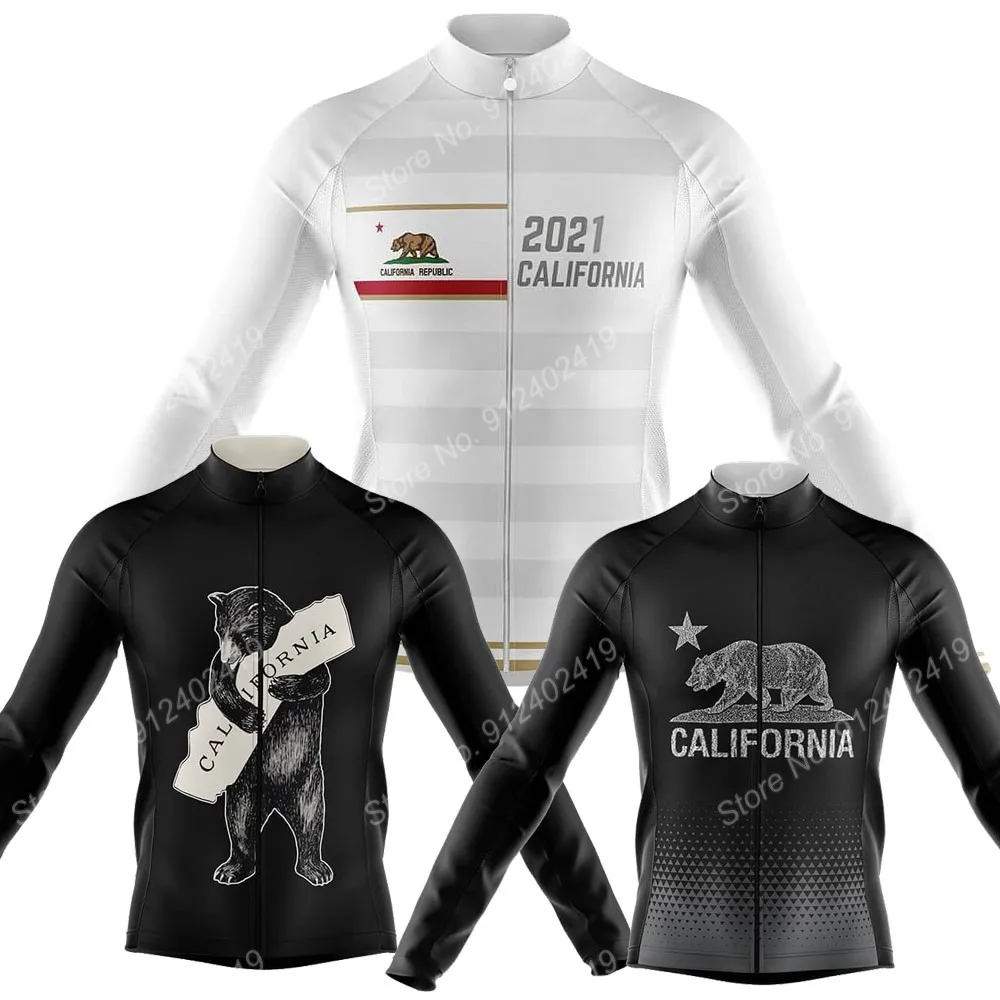 

2021 California Bear Summer Cycling Jersey Long Sleeve Clothing Race Road Bike Camisa Shirts Bicycle Tops MTB Uniform Maillot