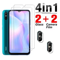 4in1 phone glass for redmi 9 9t 9a 9c nfc camera lens film screen protector for xiaomi redmi 8 7 6 pro 8a 7a 6a protective glass