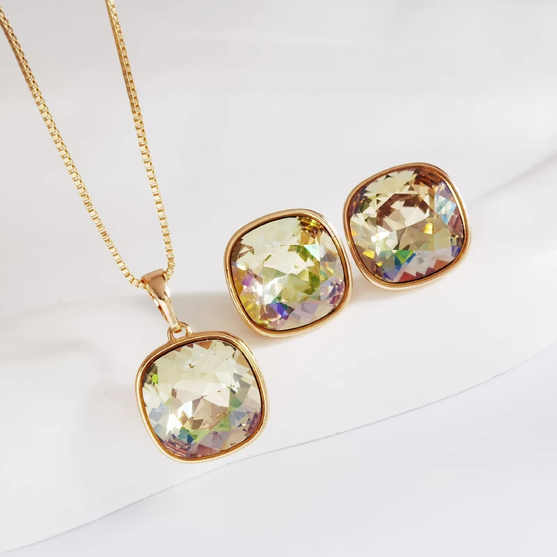 Элегантные серьги и ожерелье из Австрии с кристаллами 12 мм для женщин новый