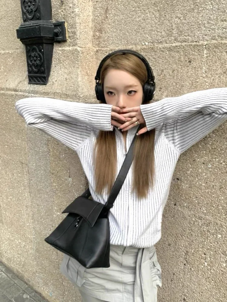 Hikigawa шикарный модный женский свитер в уличном стиле винтажный серый