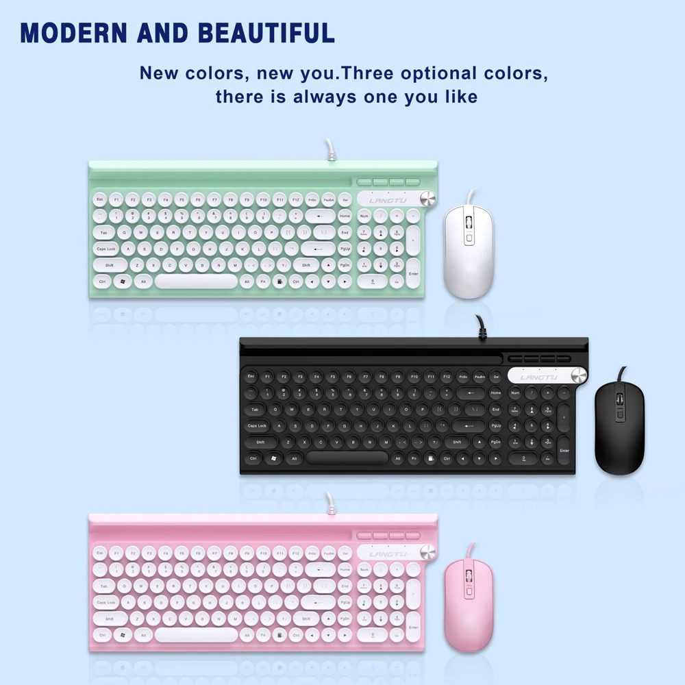 

2.4G Wired Keyboard Mouse Combos Rechargeable Mechanical Feel Punk Keyboard with Backlight Mute Mice Set for PC Computer