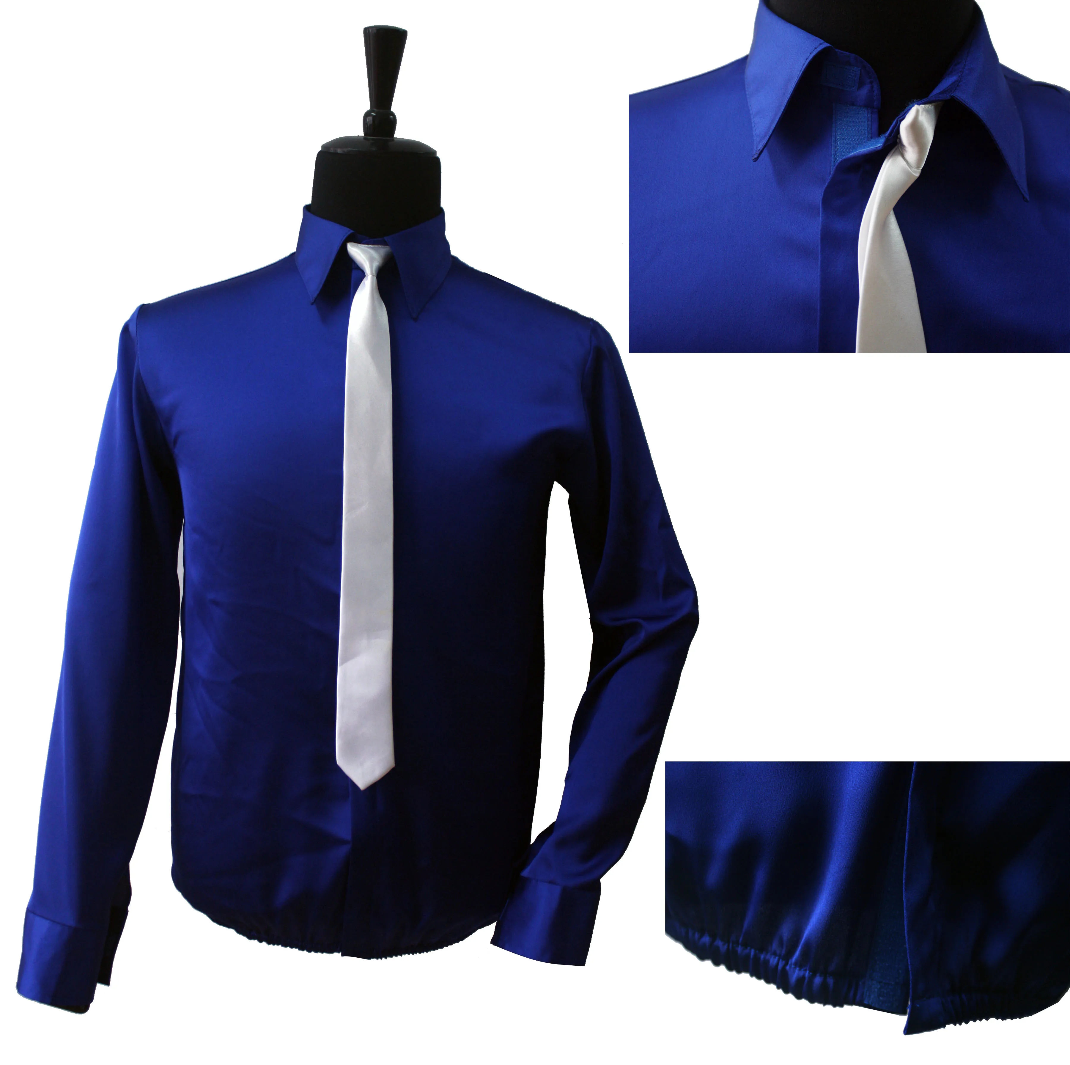 

Michael Jackson Smooth Criminal Blue Shirt with Tie MJ Top Cosplay Costume Unisex Handmade High Quality