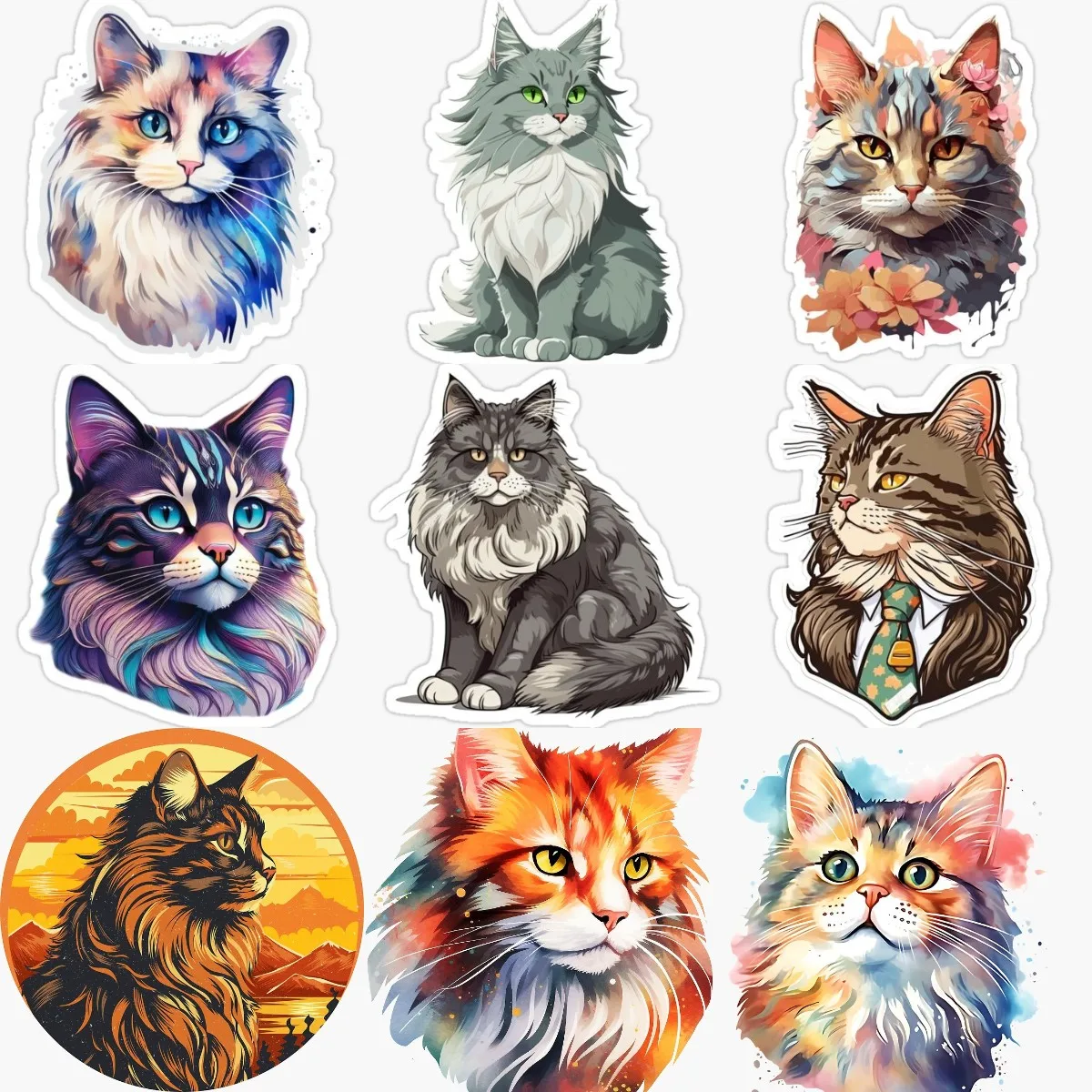 Креативные наклейки из ПВХ с изображением кота Maine Coon для украшения холодильника