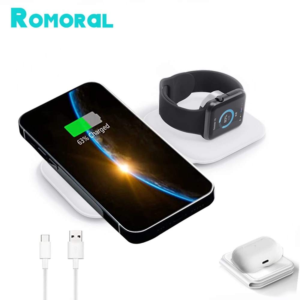 

Folding Magnetic Wireless Charger For Apple Watch iPhone 12 13 Pro Original Fast Charging Dock for Apple Watch 6 5 4 3 Airpods 2