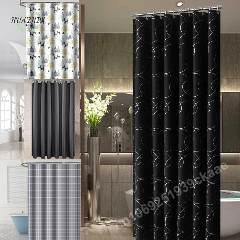 

Simple Geometric Nordic Shower Curtain Chandelier Printing Bathroom Tapestry Waterproof Home Decoration Curtains with 12 Hooks