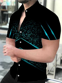 Luxury Man Shirt Male Summer Hawaiian Print Social Short Sleeve Men's Casual Single Button Slim Blouses Mens Designer Clothes 1