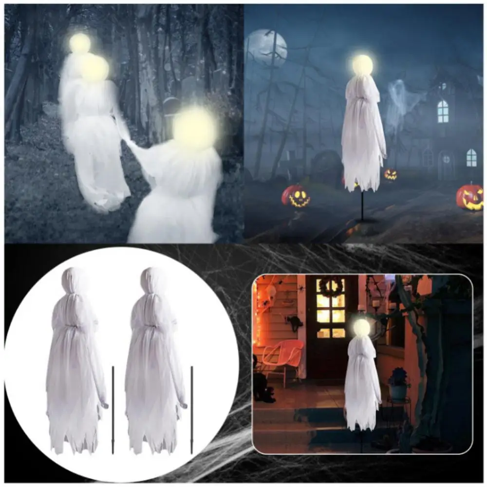 

1/2/3PCS Creepy Halloween Decoration Outdoor Light Up Ghosts Glowing Holding Hands Ghost Ornament Party Supplies Scary Prop