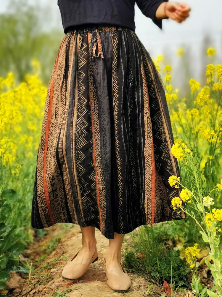 Женская льняная юбка с принтом Max LuLu Повседневная Свободная хлопковая цветочным