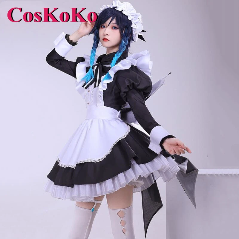 CosKoKo Venti Косплей Аниме Игра Genshin Impact Костюм Великолепное Милое Платье Горничной