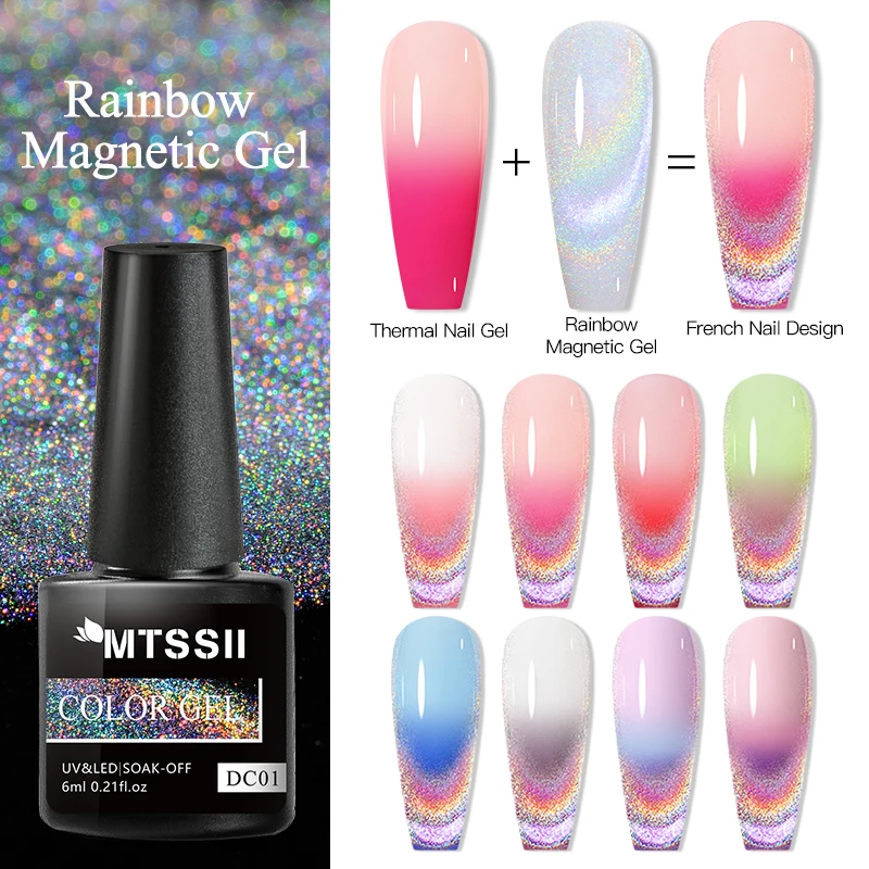 

Mtssii 6ml Thermal Omnipotent Cat Eye Magnetic Gel Polish Temperature Color Changing Nail Soak Off Semi Permanent Holo Varnishes